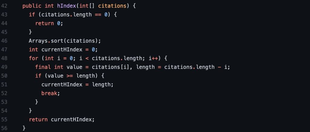 LeetCode H-Index example