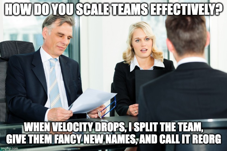 Engineering manager interview reorg meme